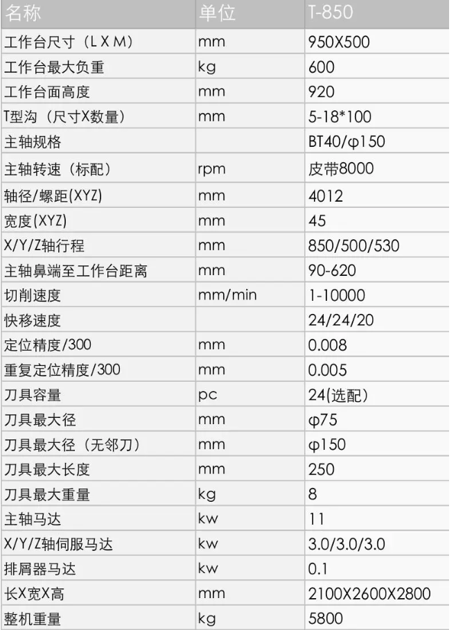 T-850三轴硬轨加工中心 T-850三轴硬轨加工中心